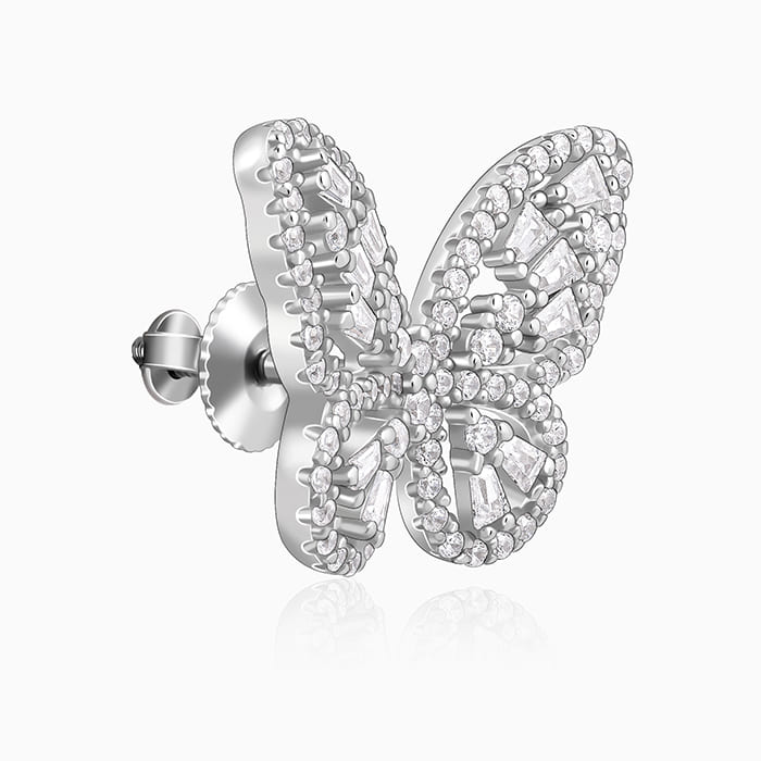 Silver Butterfly Gleam Earrings - Image 4