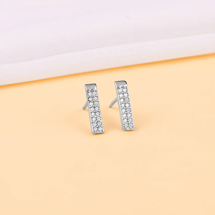 Silver Stellar Bar Earrings - Image 2