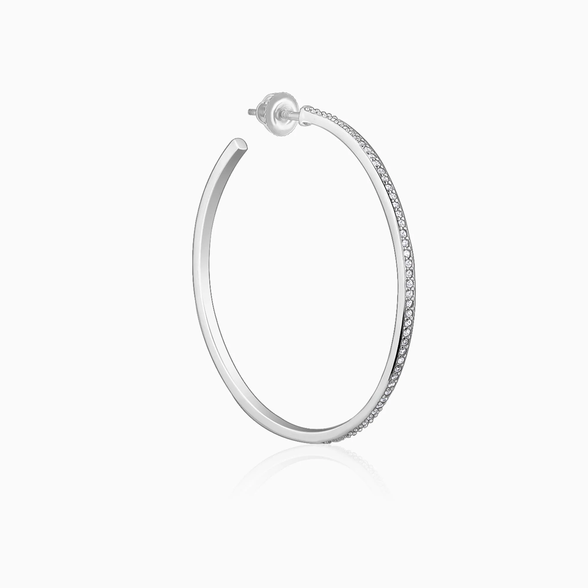 Silver Studded Hoop Earrings - Image 4