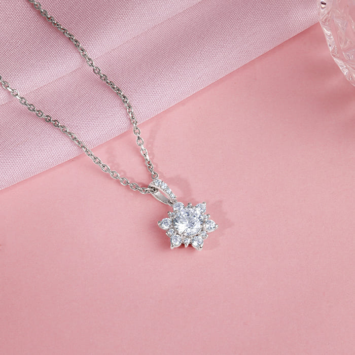 Silver Sunshine Pendant with Link Chain - Image 2