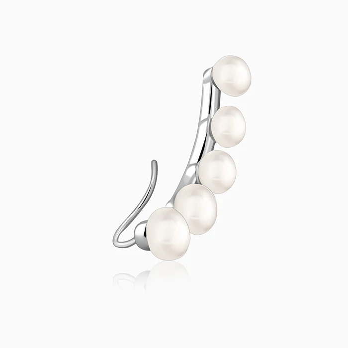 Silver Susan Pearl Climber Earrings - Image 4