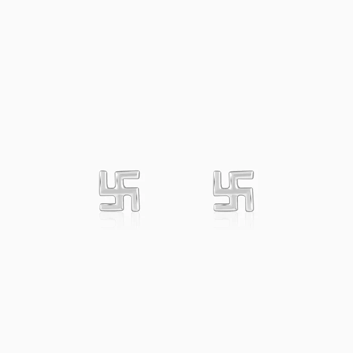 Silver Swastik Stud For Him - Image 2
