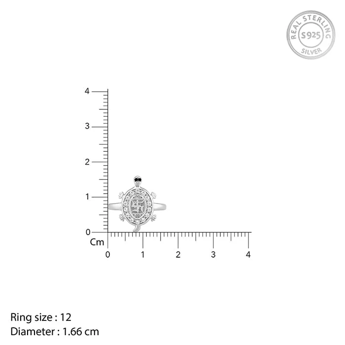 Silver Swastik Tortoise Ring - Image 5