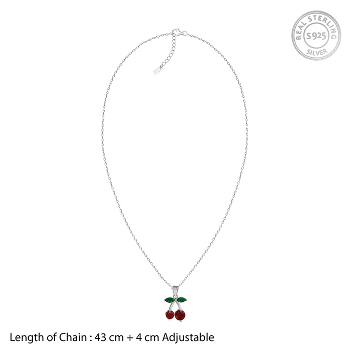 Silver Sweet Cherry Pendant With Link Chain - Image 5