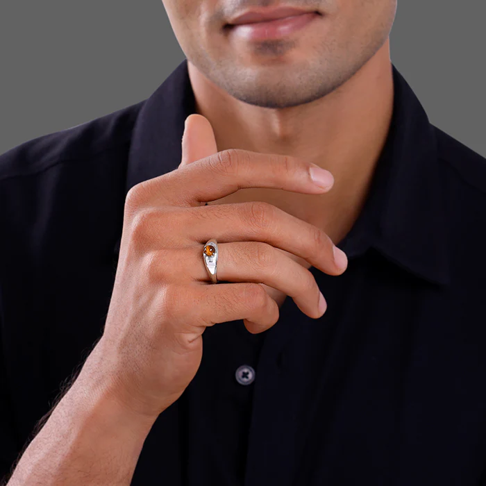 Silver Tiger Eye Ring For Him (Size 17) - Image 3