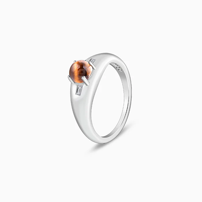 Silver Tiger Eye Ring For Him (Size 20) - Image 4