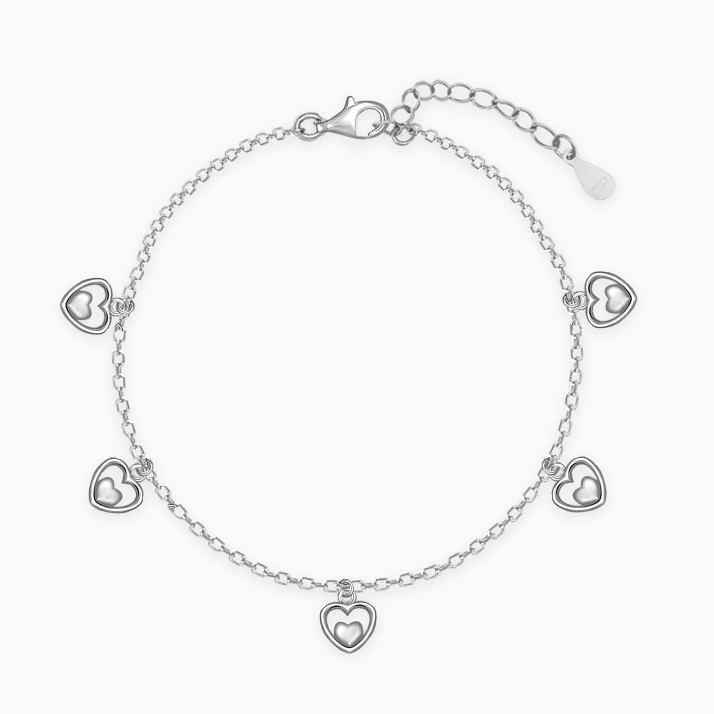 Silver Small Heart Charm Bracelet