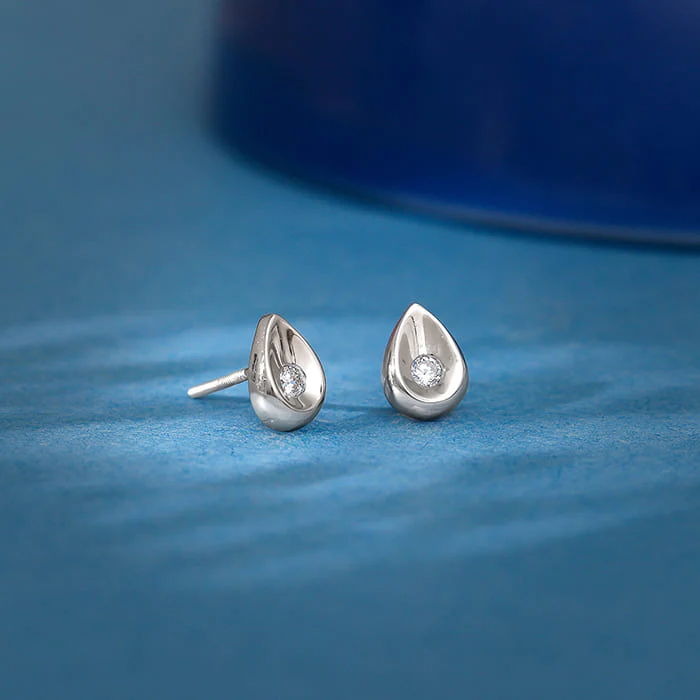 Silver Small Tear Drop Earrings - Image 2