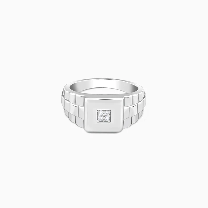 Silver Titan Square Ring For Him