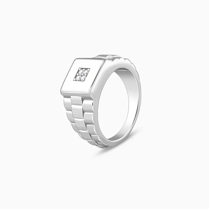 Silver Titan Square Ring For Him - Image 4