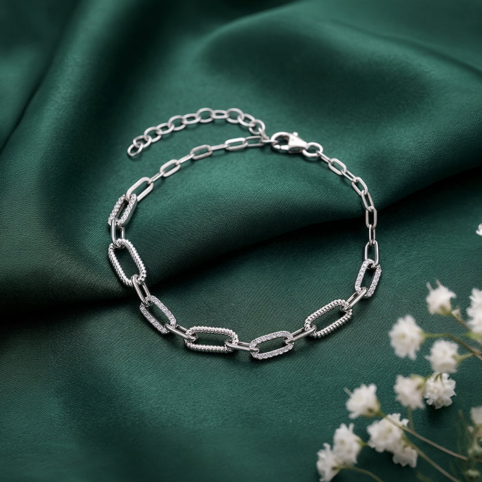 Silver Toned Paperclip Link Bracelet - Image 2