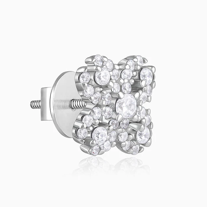 Silver Trendy Clover Earrings - Image 4