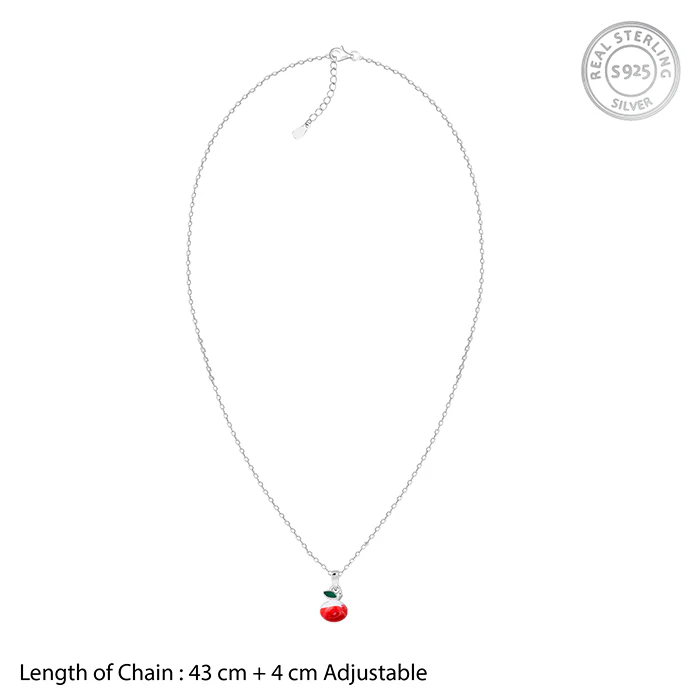 Silver Tri Colour Cherry Pendant With Link Chain - Image 6