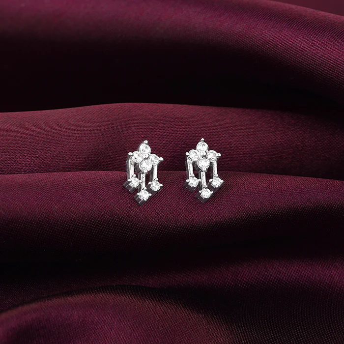 Silver Triad of Shine Earrings - Image 2