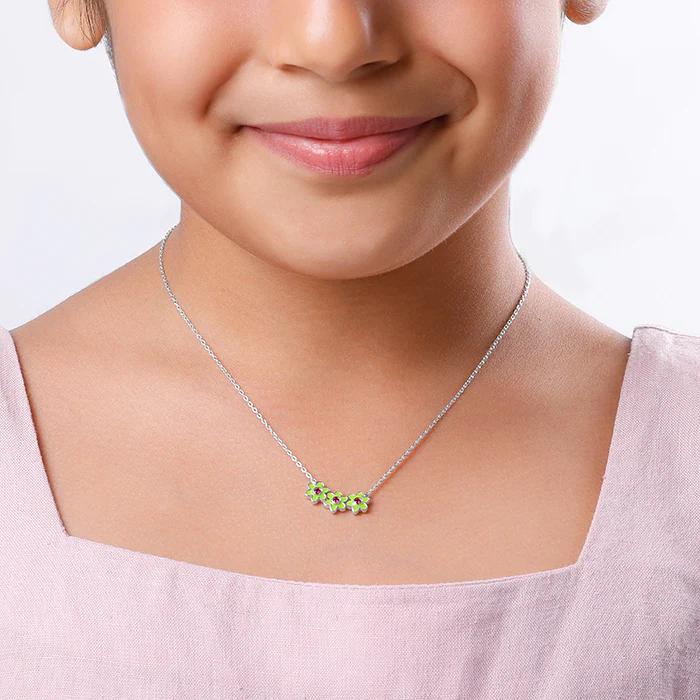 Silver Triple Bloom Kids Necklace - Image 3