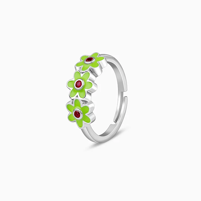 Silver Triple Bloom Kids Ring - Image 4