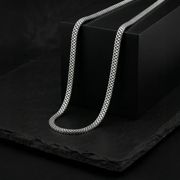 Silver Triple Box Chain for Him - Image 2