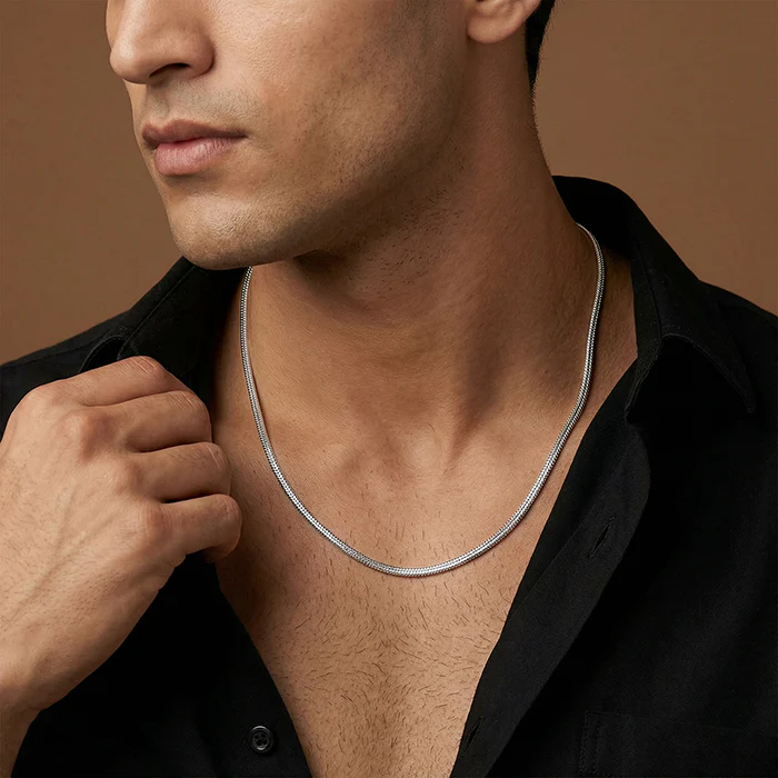 Silver Triple Box Chain for Him - Image 3