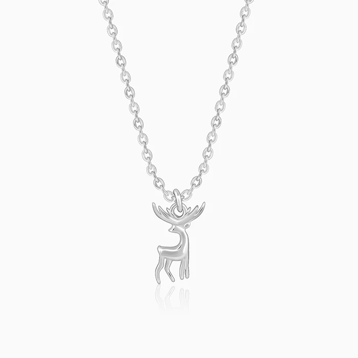 Silver Twilight Deer Pendant with Link Chain