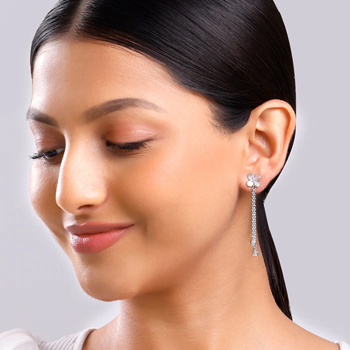 Silver Twilight Petals Earrings - Image 3