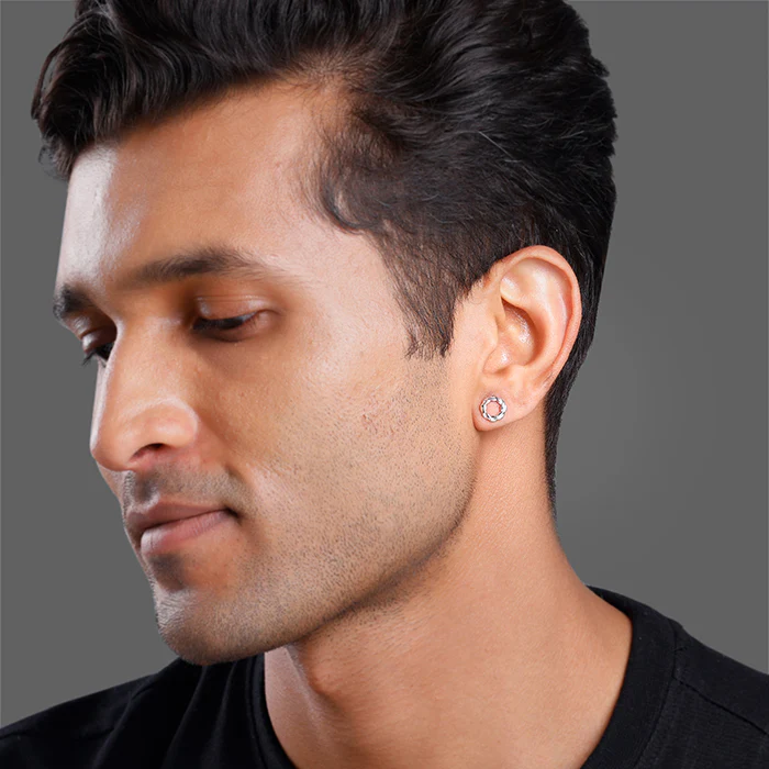 Silver Twist Halo Stud For Him - Image 3
