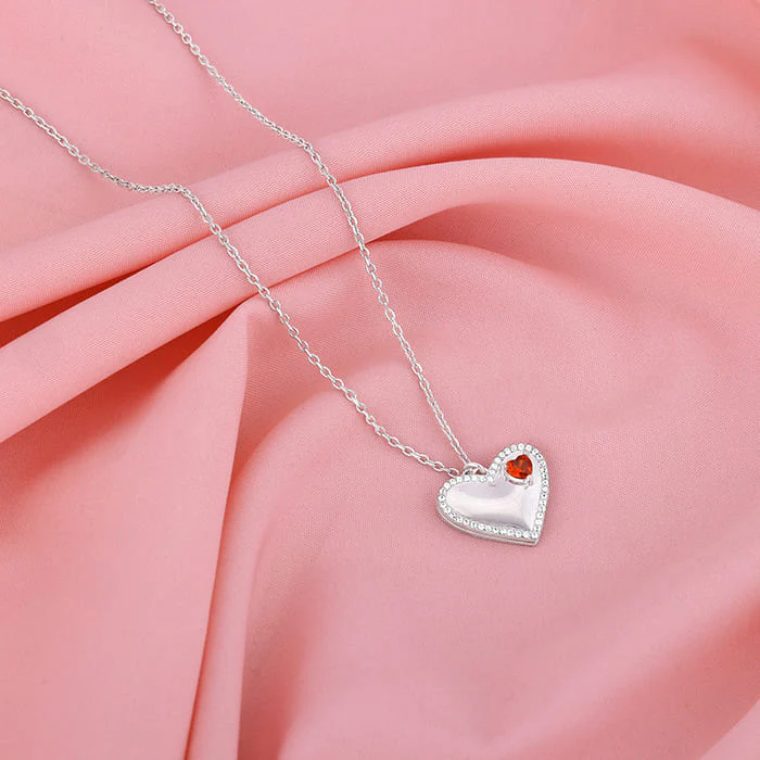 Silver Two Hearts Becoming One Pendant With Link Chain - Image 3