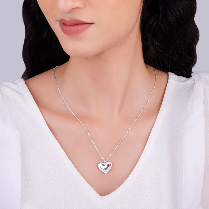 Silver Two Hearts Becoming One Pendant With Link Chain - Image 5