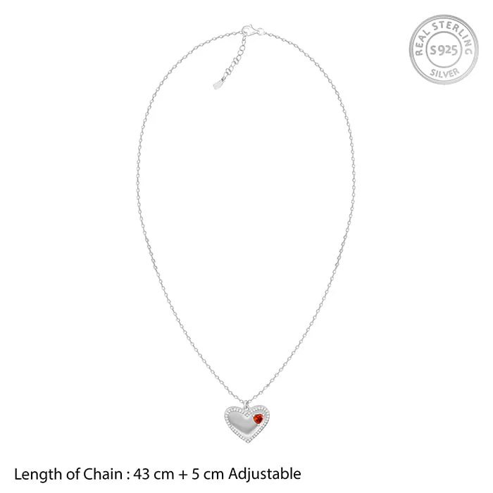 Silver Two Hearts Becoming One Pendant With Link Chain - Image 8