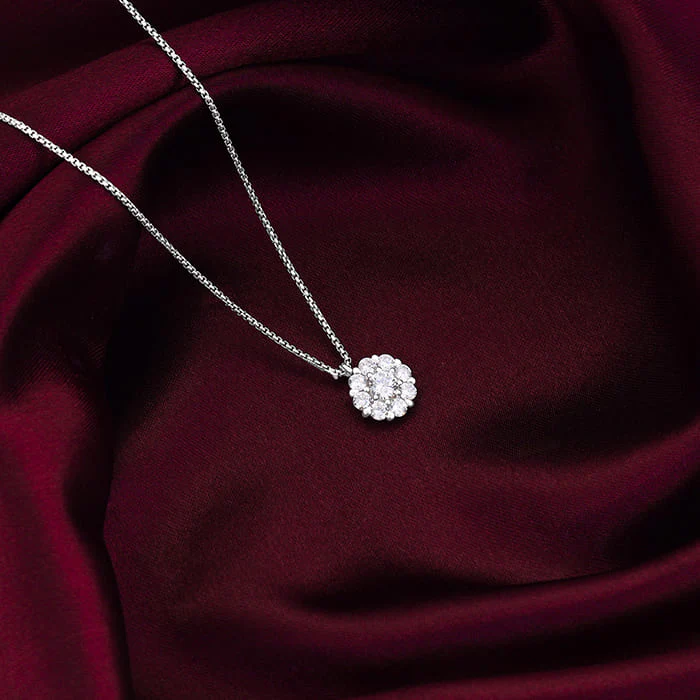 Silver Twofold Solitaire Pendant With Link Chain - Image 2
