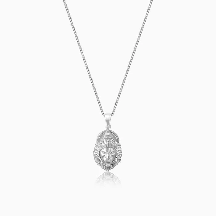 Silver Ugra Narasimha Pendant with Link Chain For Him