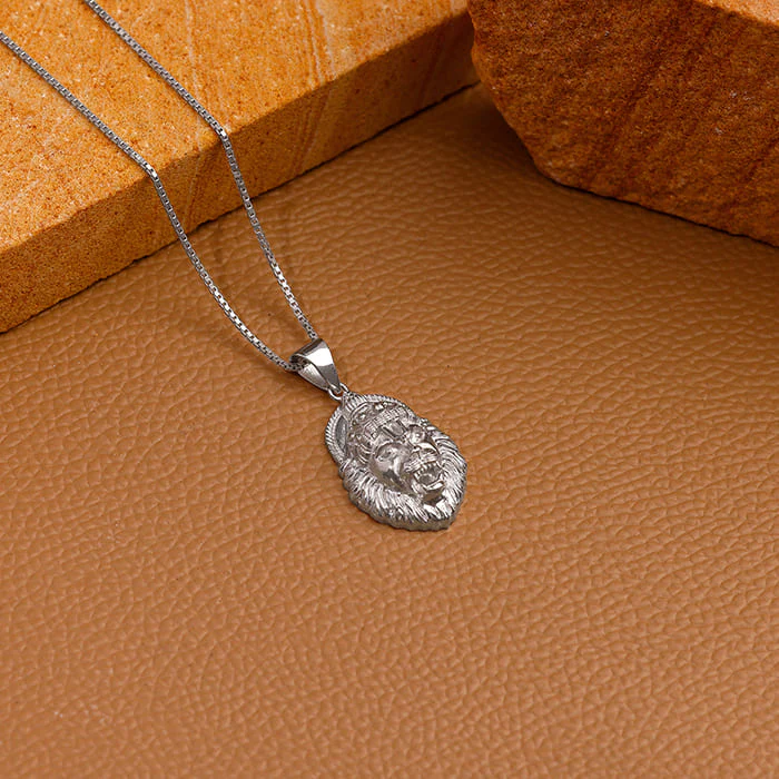 Silver Ugra Narasimha Pendant with Link Chain For Him - Image 2