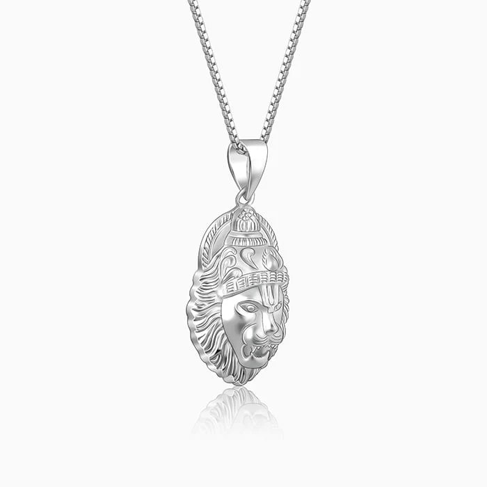 Silver Ugra Narasimha Pendant with Link Chain For Him - Image 4