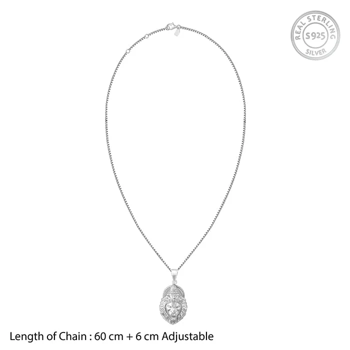 Silver Ugra Narasimha Pendant with Link Chain For Him - Image 5