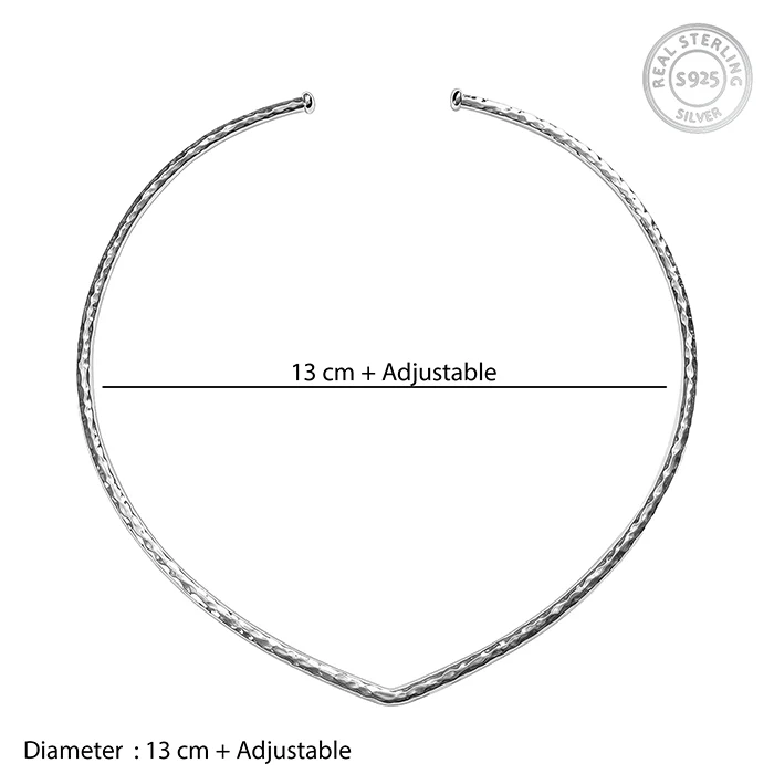 Silver V Shape Hasli Necklace - Image 4