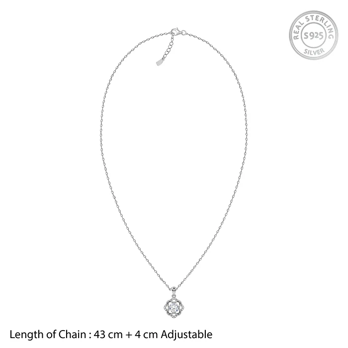 Silver Vibrant Clover Pendant With Link Chain - Image 5