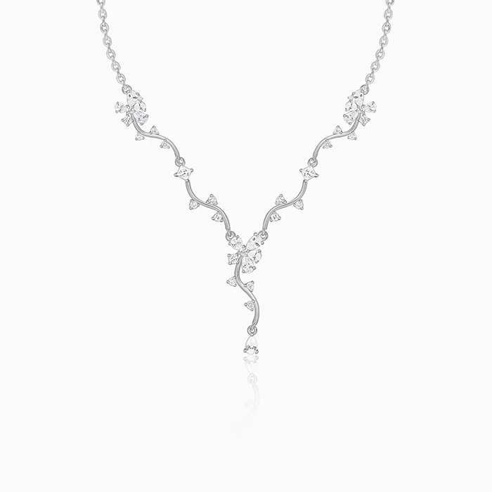 Silver Vine Crystal Necklace