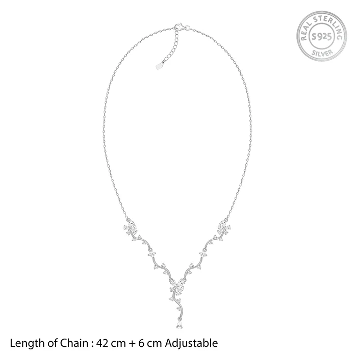 Silver Vine Crystal Necklace - Image 4