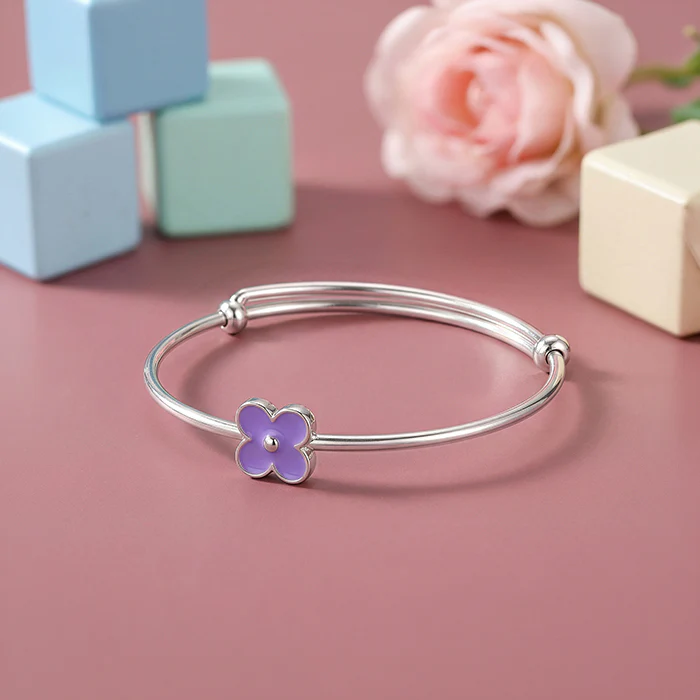 Silver Violet Wink Kids Bangle Bracelet - Image 2
