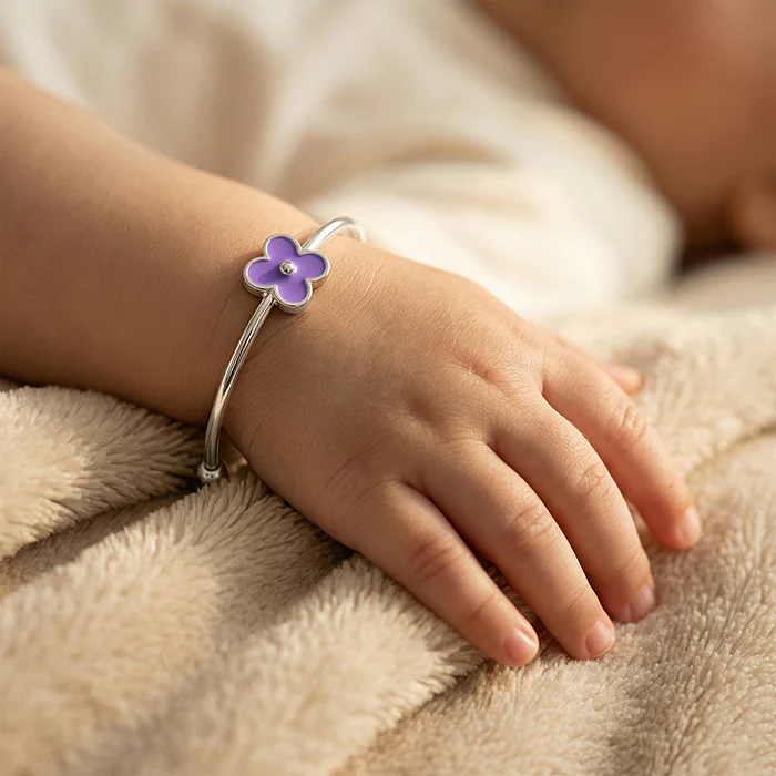 Silver Violet Wink Kids Bangle Bracelet - Image 3