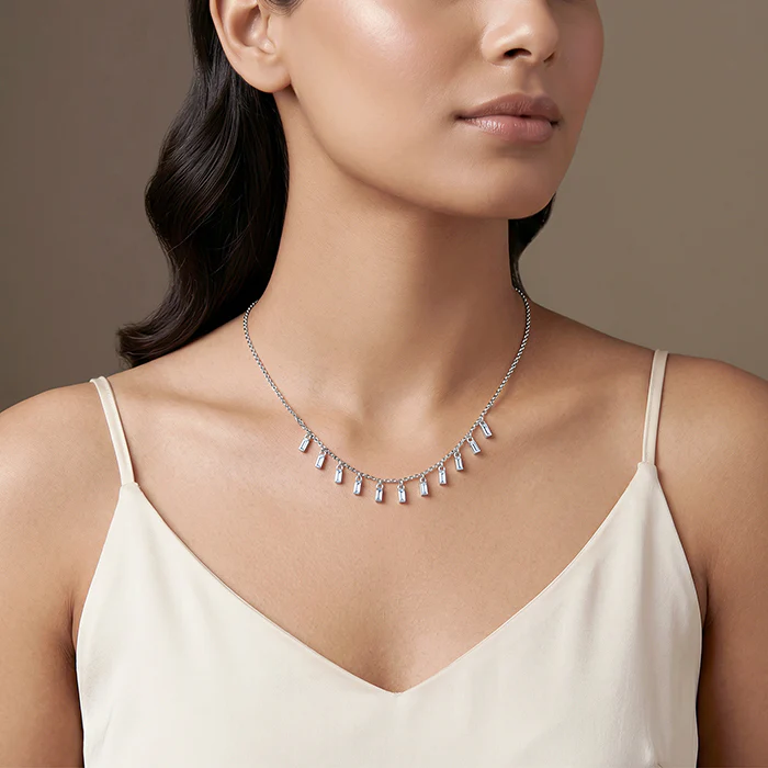 Silver Vira Glass Stone Choker Necklace - Image 3