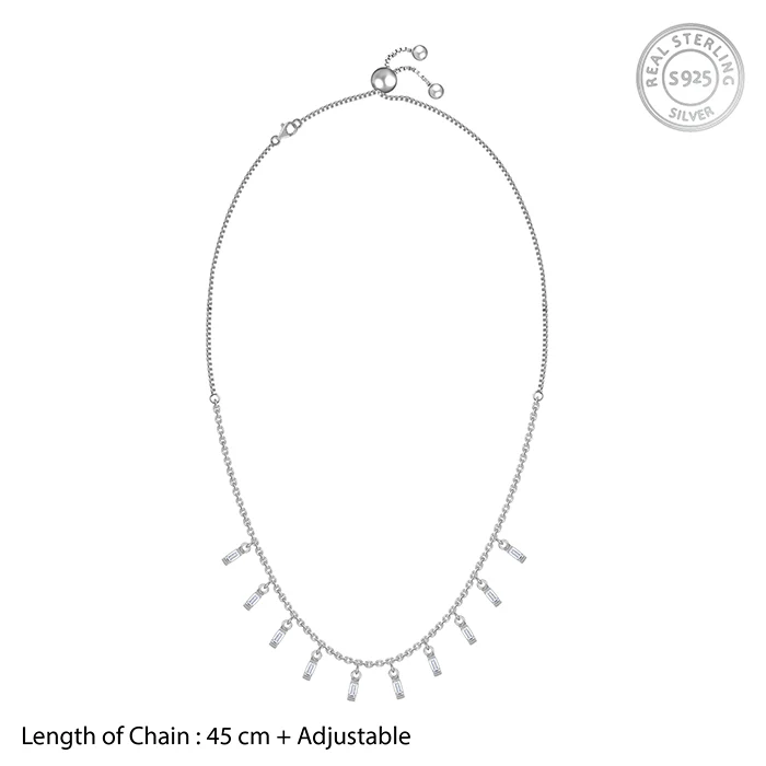 Silver Vira Glass Stone Choker Necklace - Image 4