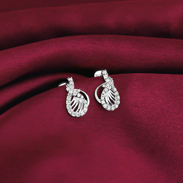 Silver Wave Knot Earrings - Image 2