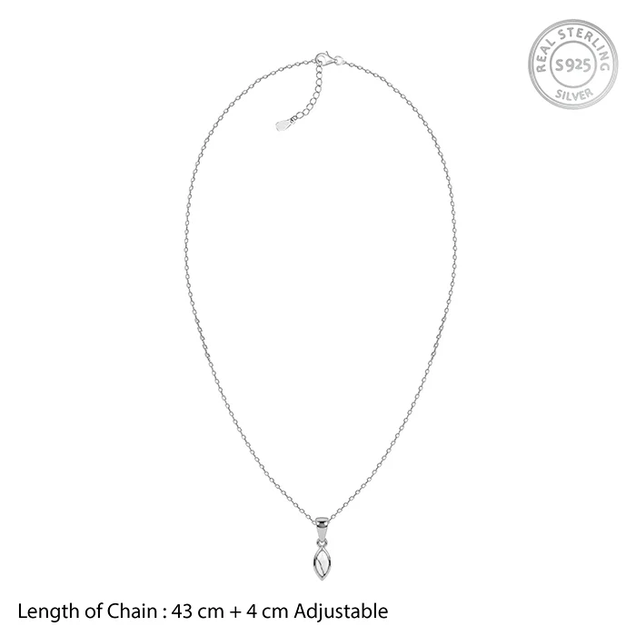 Silver White Howalite Pendant With Link Chain - Image 5