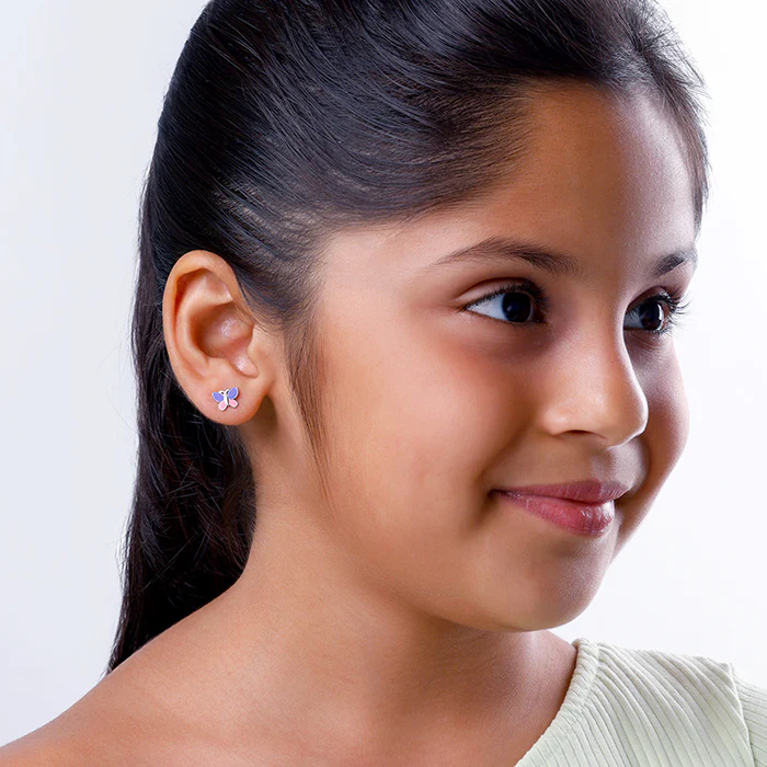 Silver Winglet Kids Stud Earrings - Image 3