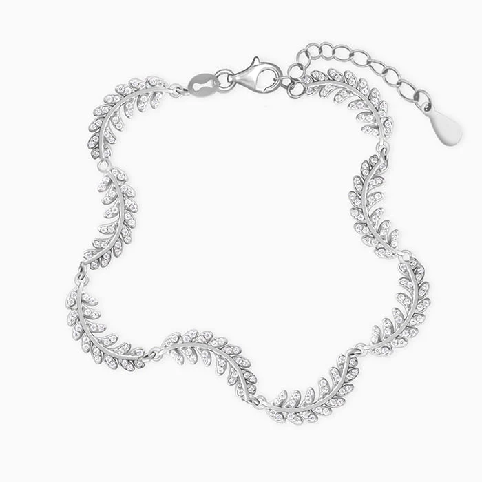Silver Woven Leaf Bracelet