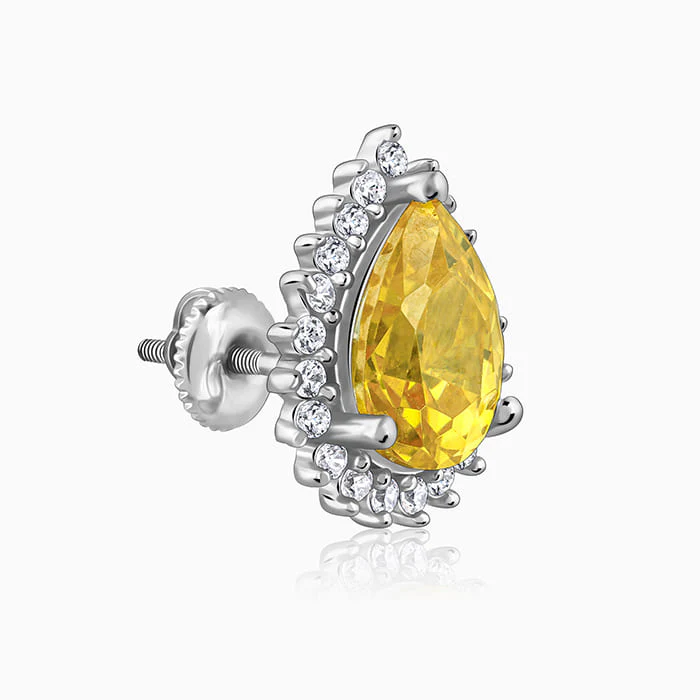 Silver Yellow Drop Earrings - Image 4