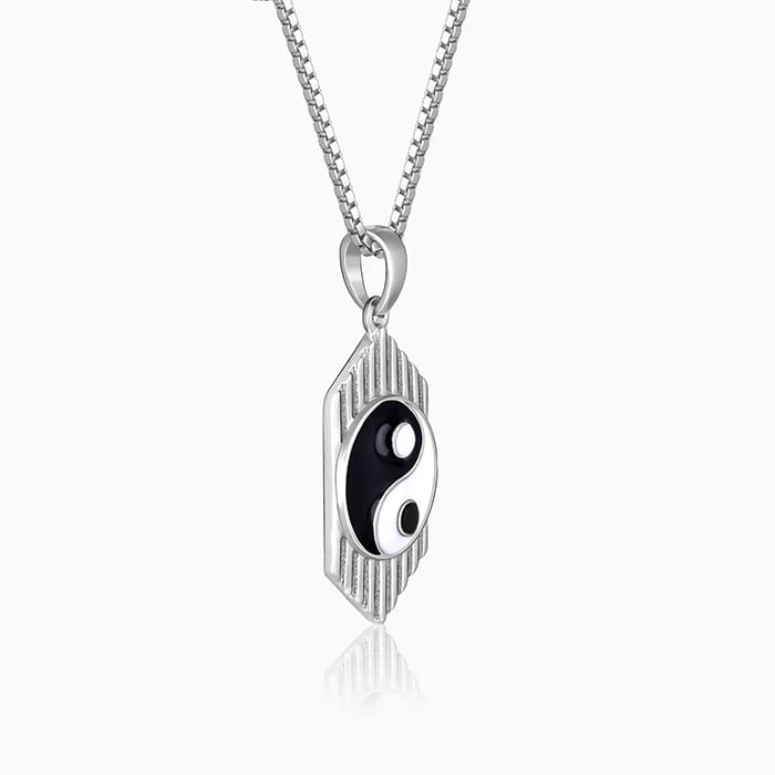 Silver Yin Yang Pendant With Link Chain For Him - Image 4