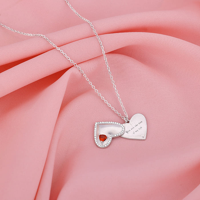 Silver You're the Love of My Life Pendant With Link Chain - Image 3