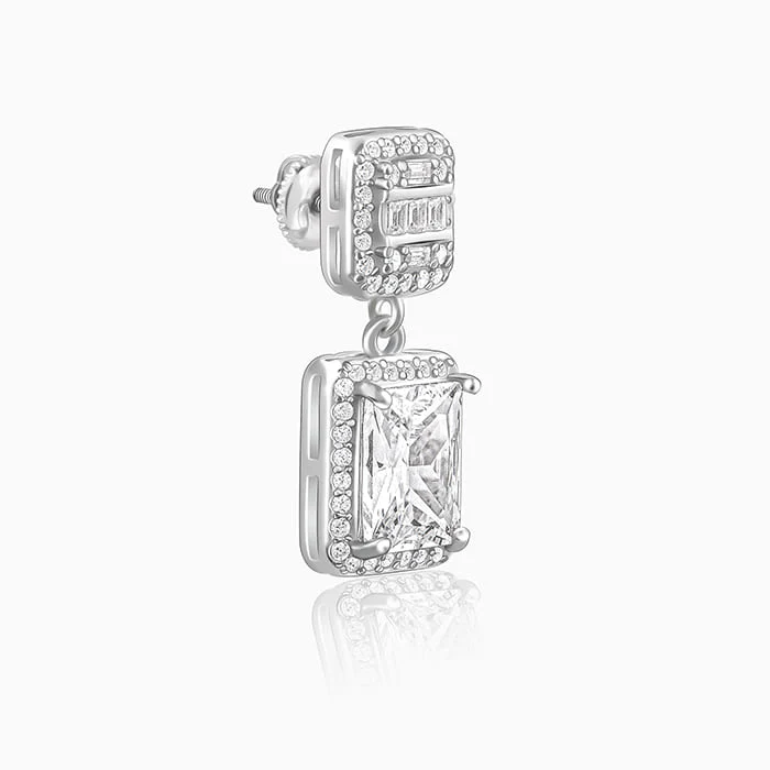 Anushka Sharma Silver Zircon Bold Baguette Earrings - Image 5