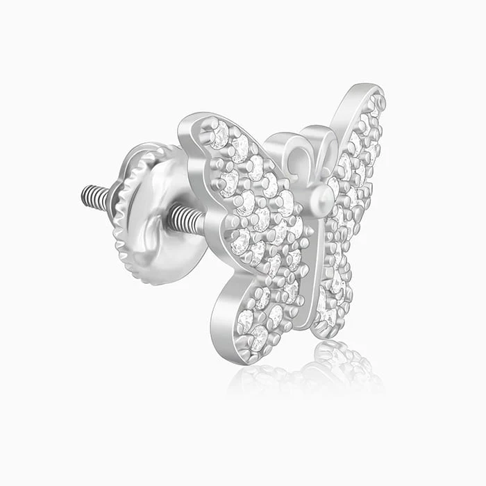 Silver Zircon Butterfly Studs - Image 4